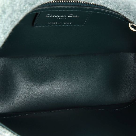 Christian Dior Caro Bag Macrocannage Quilt Linen Small Green - Picture 5 of 6